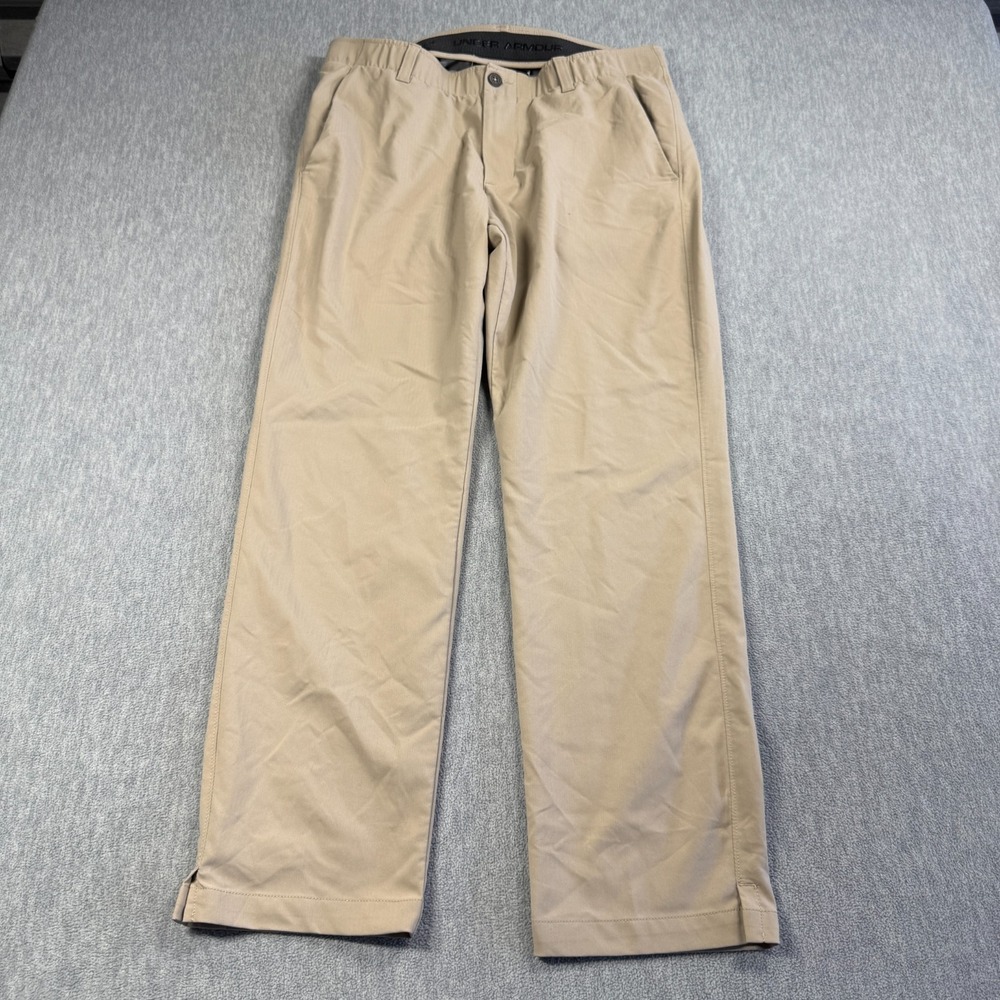 Under Armour Pants Mens 34x30 Beige Straight Fit Stretch Performance Golf Chino